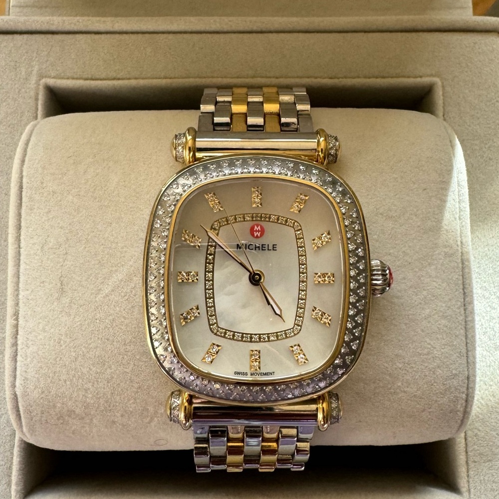 MICHELE caber isle two tone diamond watch